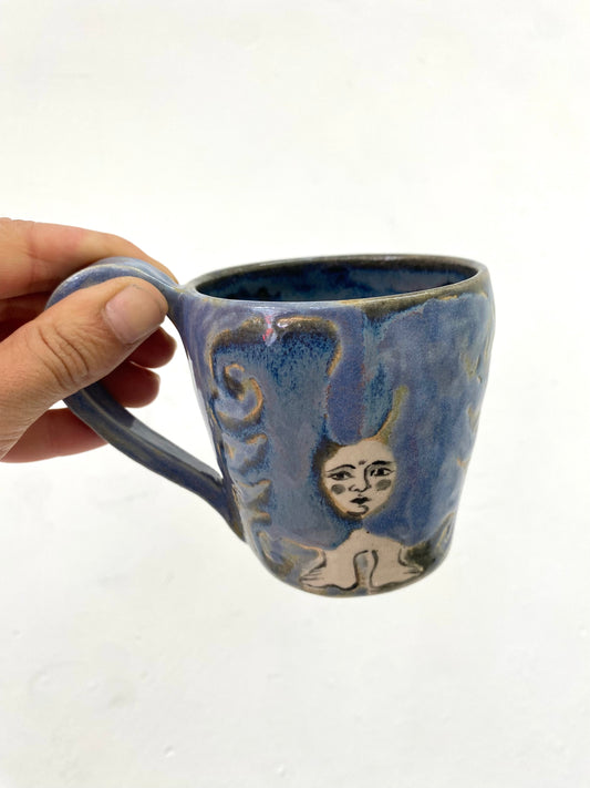 Angel in Blue and Black Shadow- Large Coffee Cup