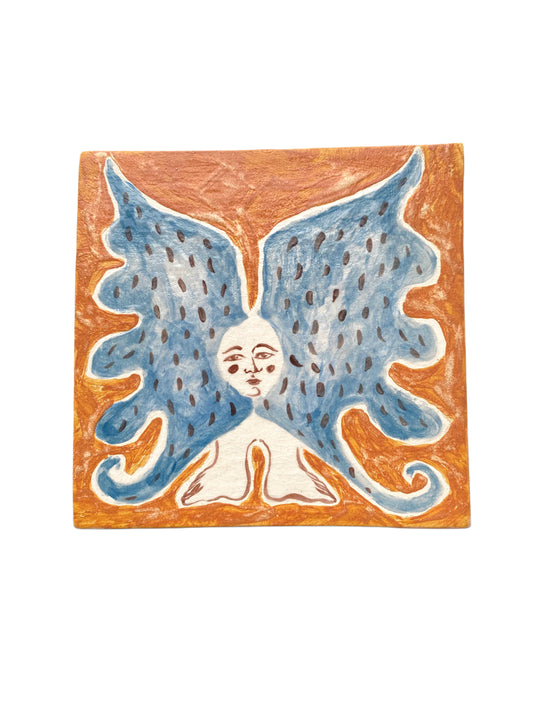 Angel in Blue and Terracotta - Ceramic Tile