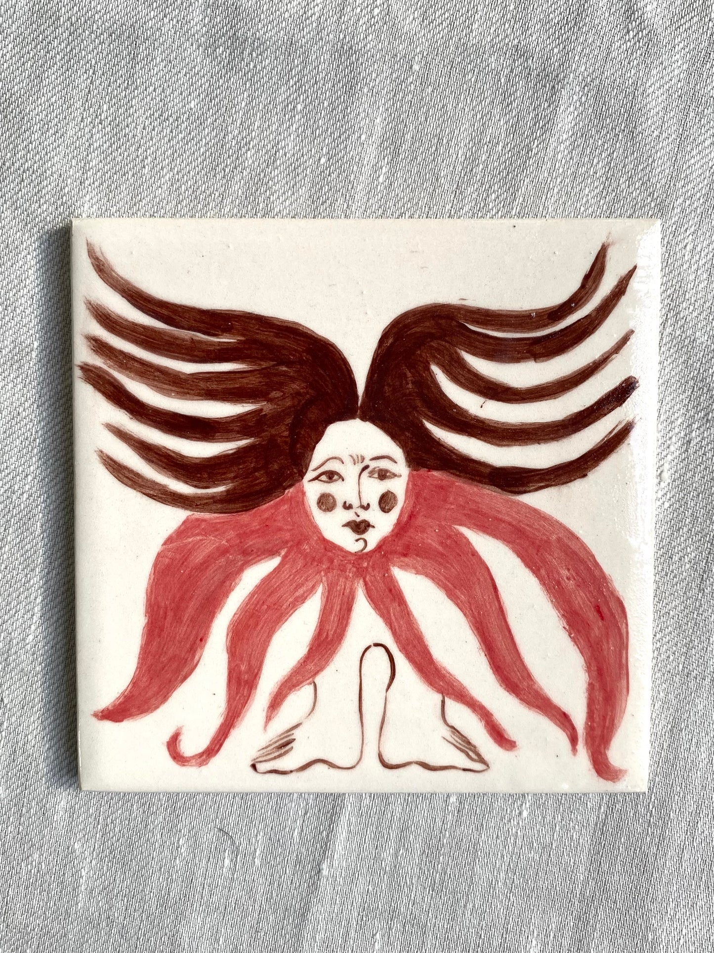 Angel in Brown and Red - Ceramic Tile
