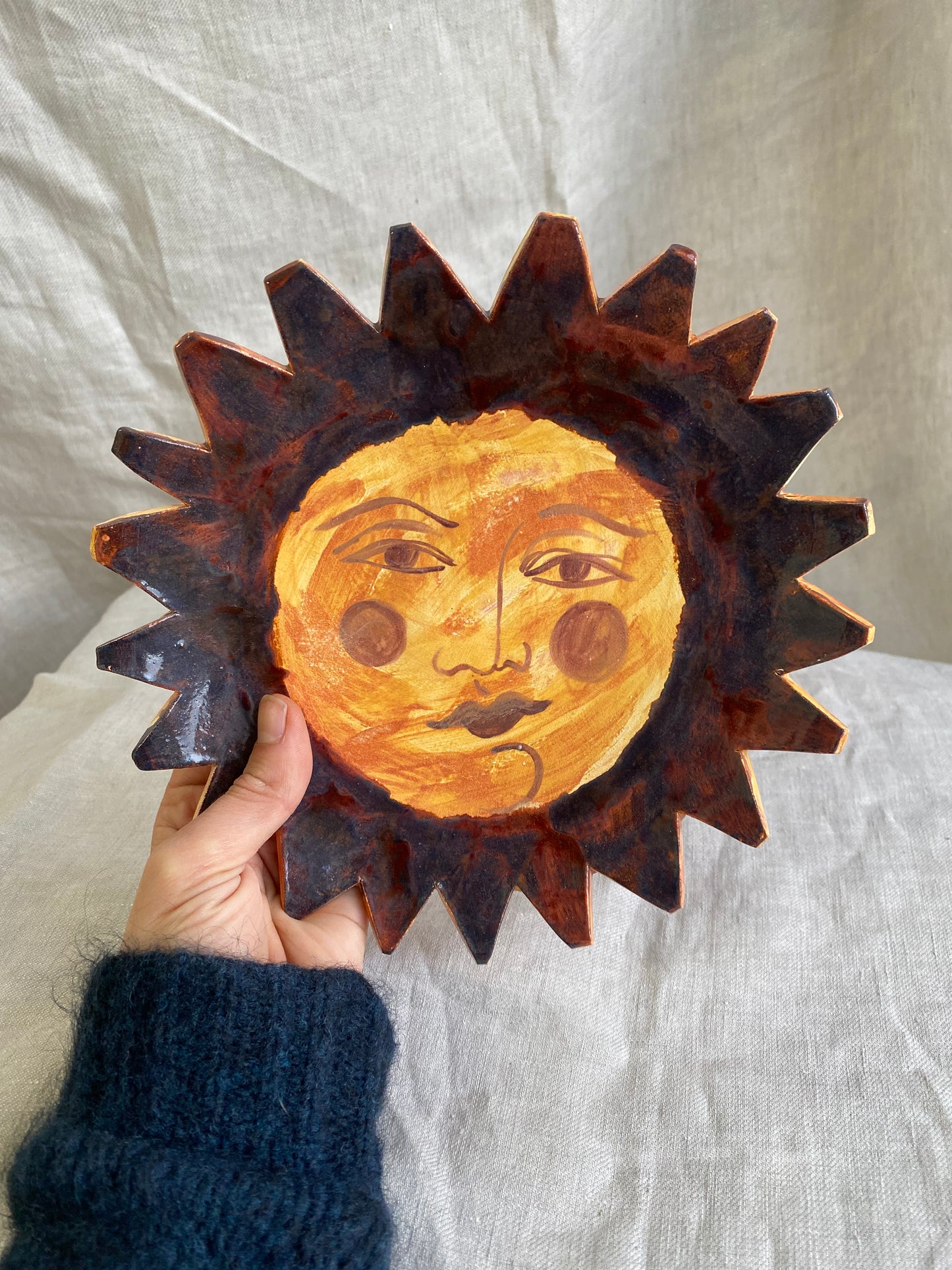 Sun Plate - Terracotta and Burgundy