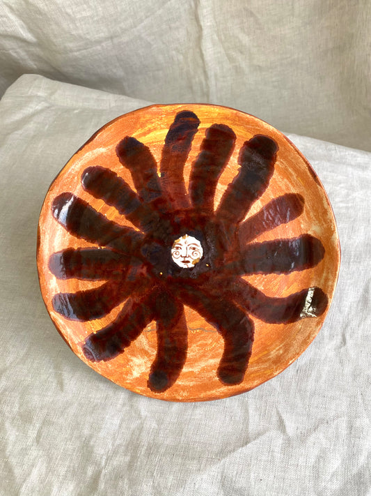 Flower Plate - Terracotta and Burgundy
