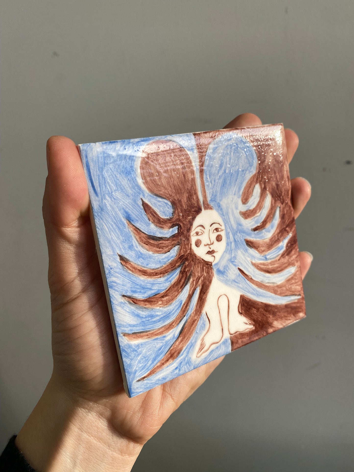 Angel in Brown and Blue - Ceramic Tile