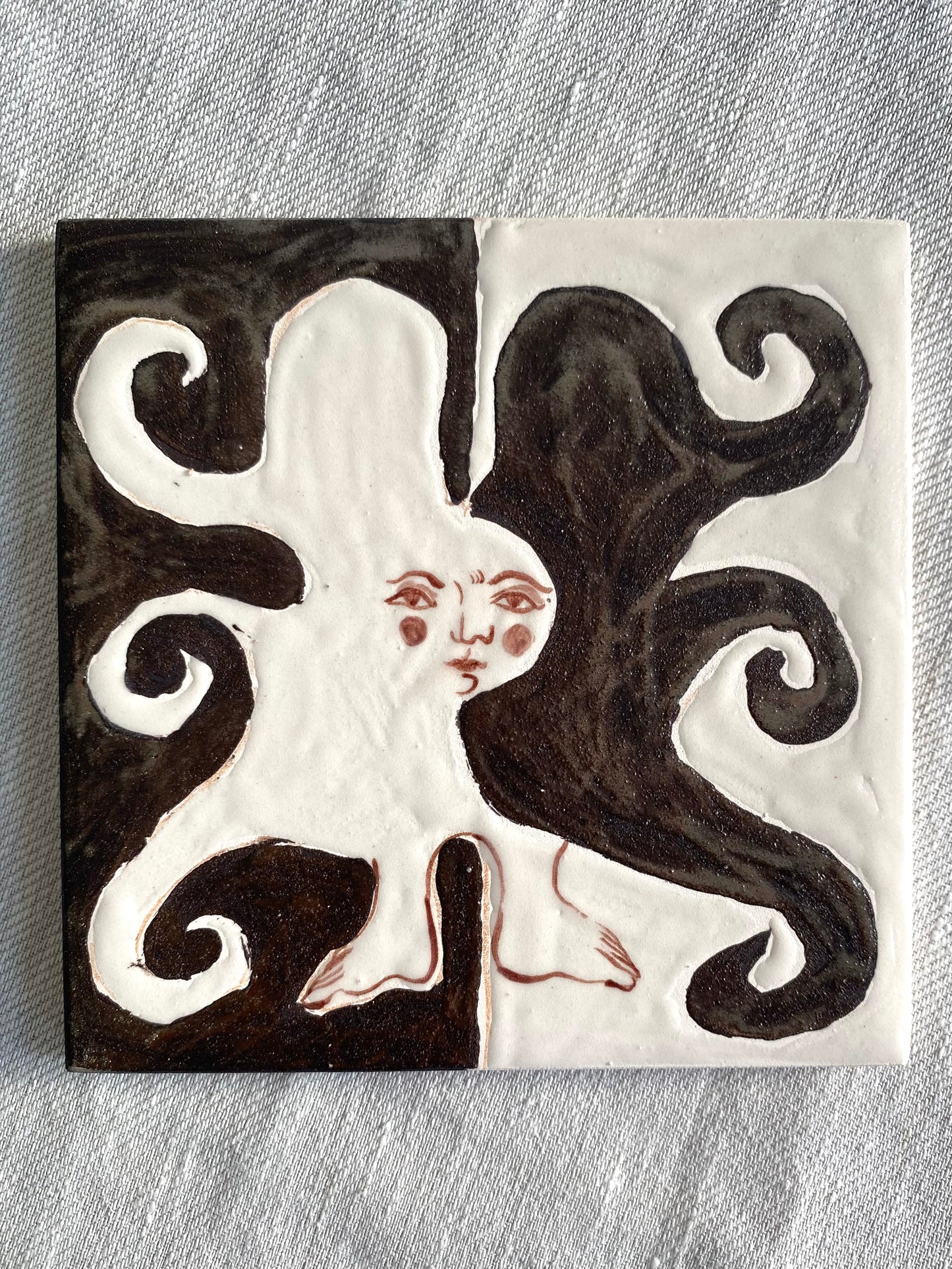 Angel in Shimmering Black and White - Ceramic Tile