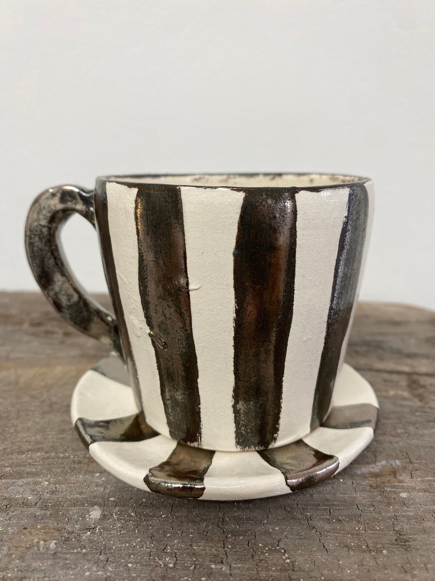 Angel in Chrome and White - Medium Coffee Cup & Saucer