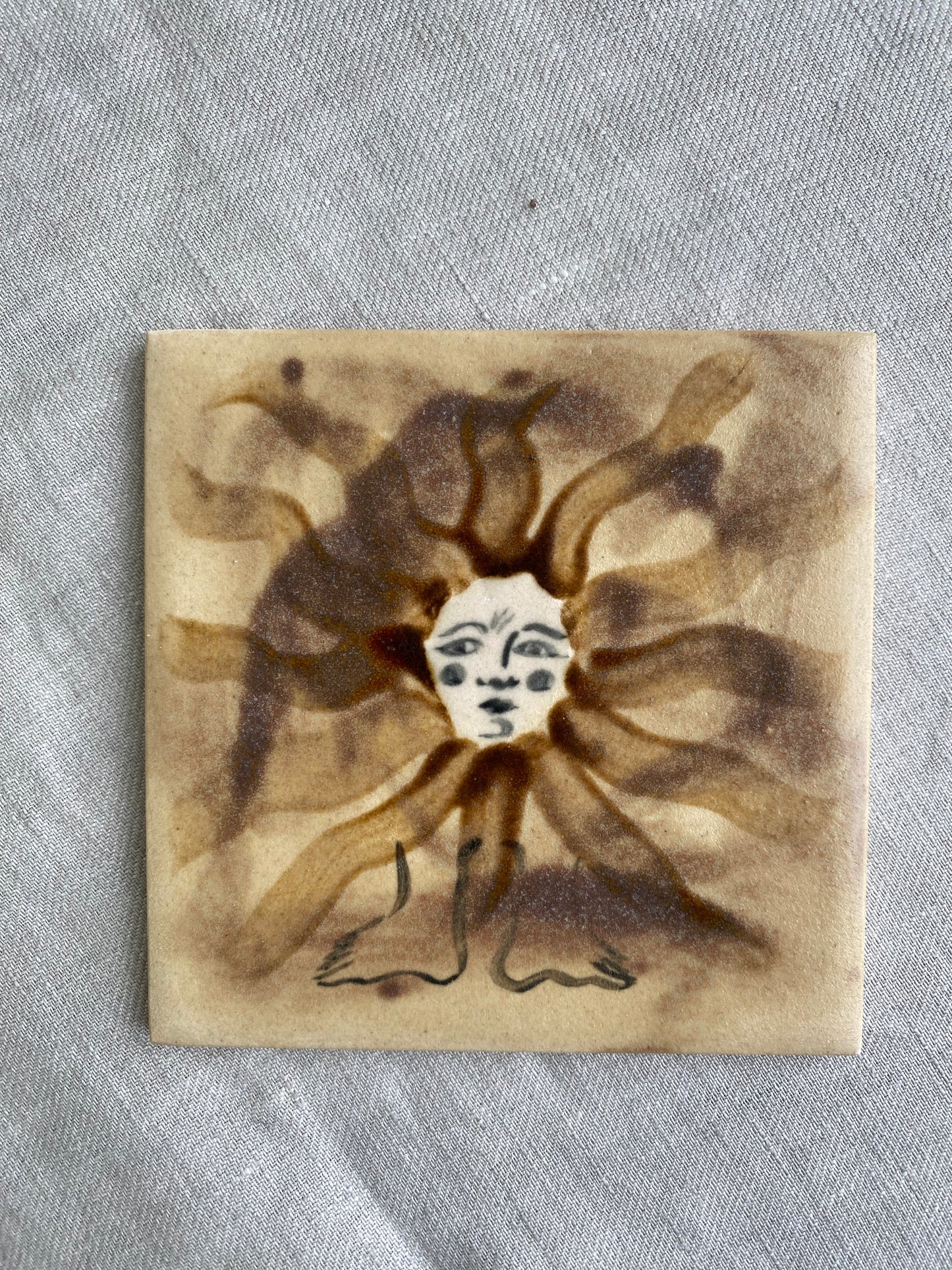 Flower in Sand and Browns - Ceramic Tile