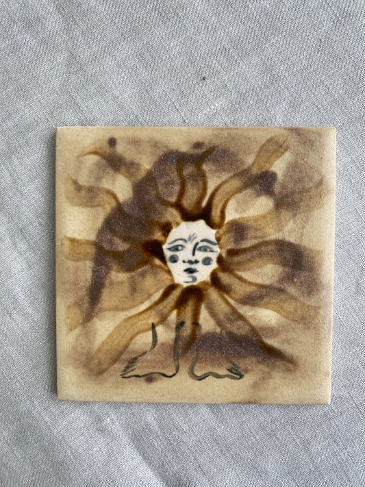 Flower in Sand and Browns - Ceramic Tile