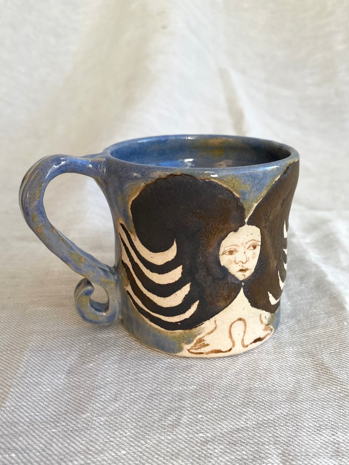Angel in Bright Blue and Gold- Large Coffee Cup