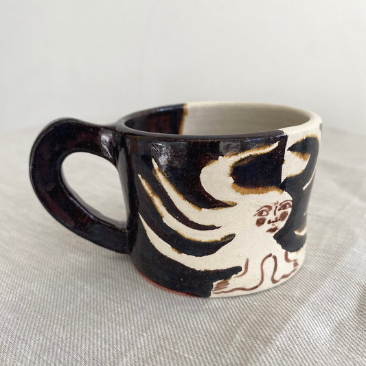 Angel in Dark Shimmering Purple and  White - Small Coffee Cup