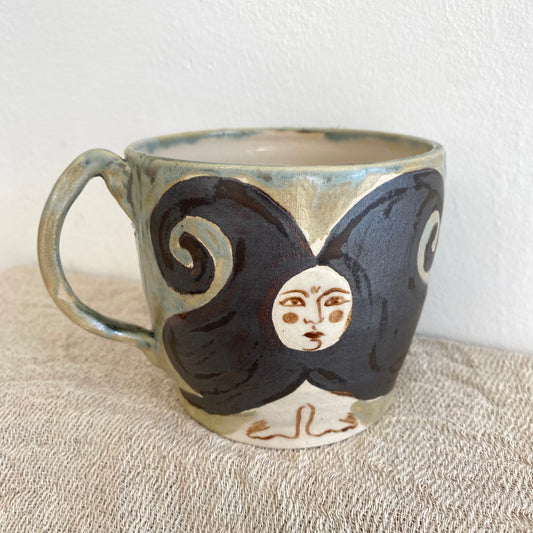 Angel in Light Blue and Metallic Black - Large Mug