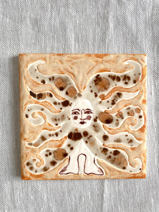 Angel in Terracotta and Brown - Ceramic Tile