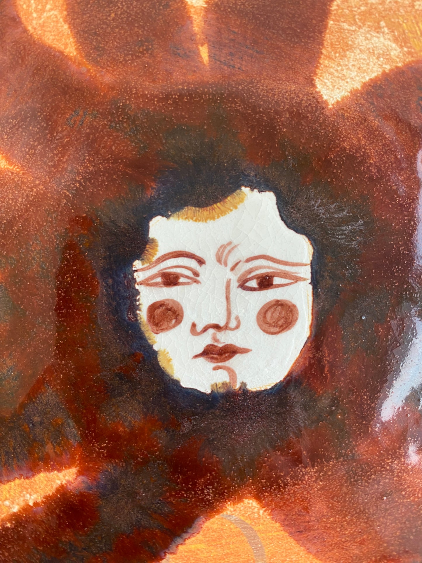 Flower Plate - Terracotta and Burgundy