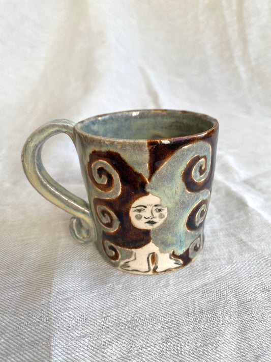 Angel in Soft Blue and Brown - Large Coffee Cup