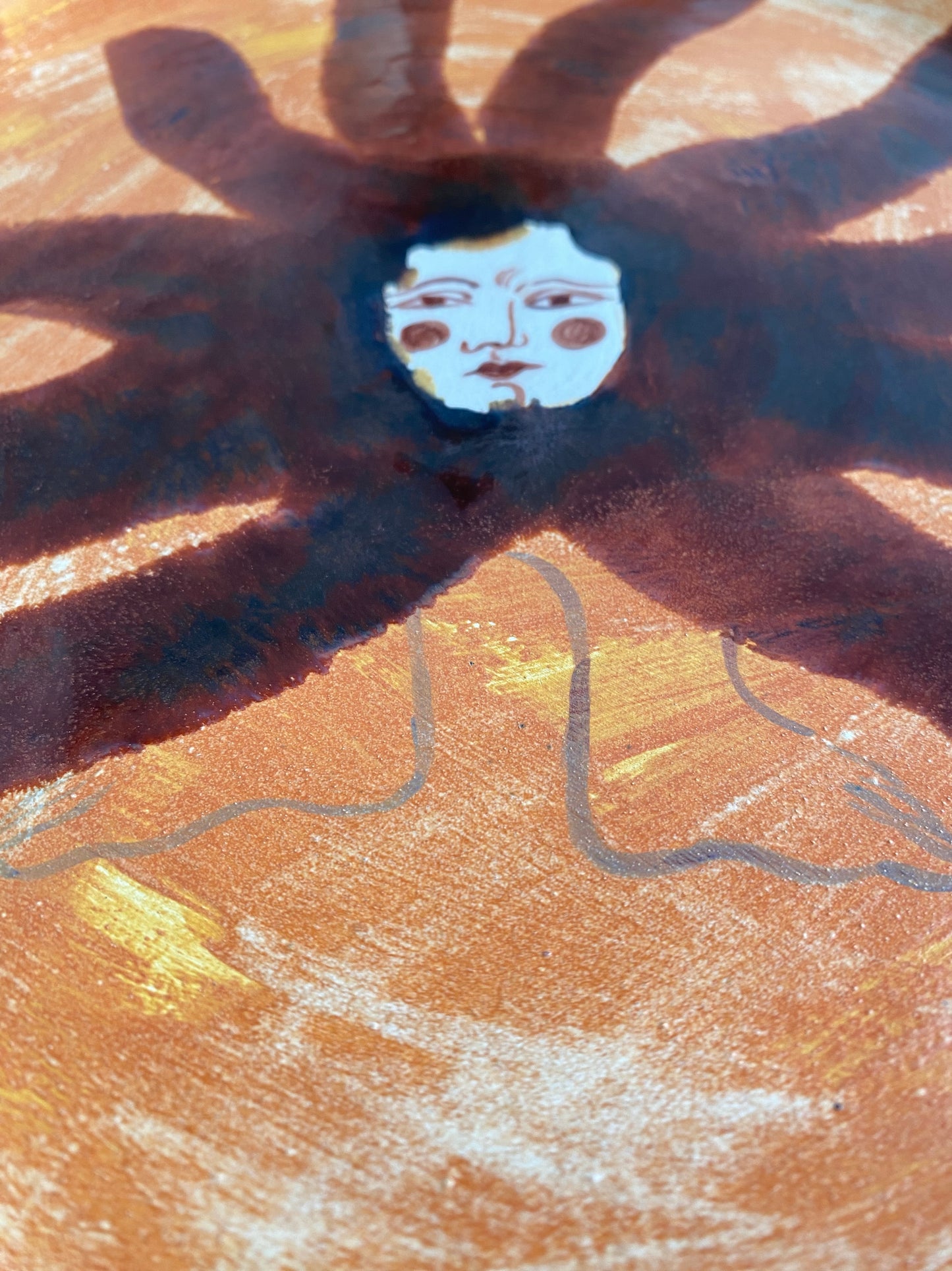 Flower Plate - Terracotta and Burgundy