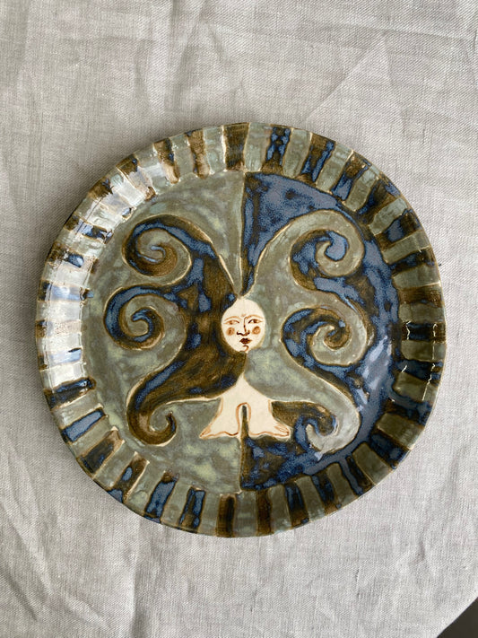 Angel Plate in Soft Blue and Black Shadow