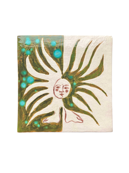 Angel in Green and White - Ceramic Tile