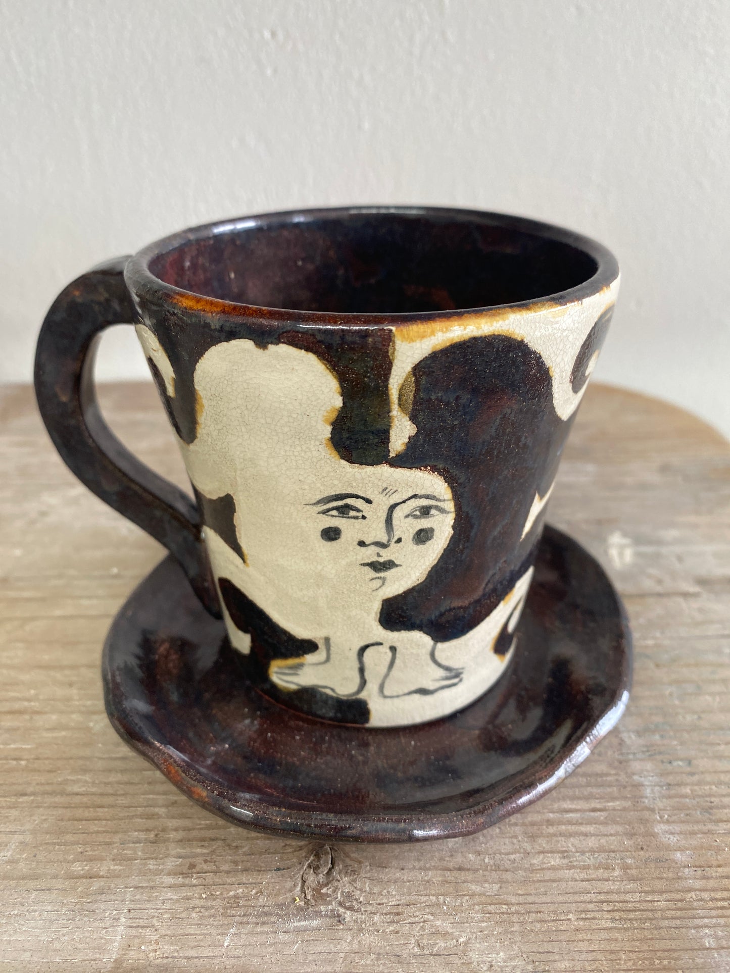 Angel in Dark Shimmering Purple and  White - Large Coffee Cup & Saucer