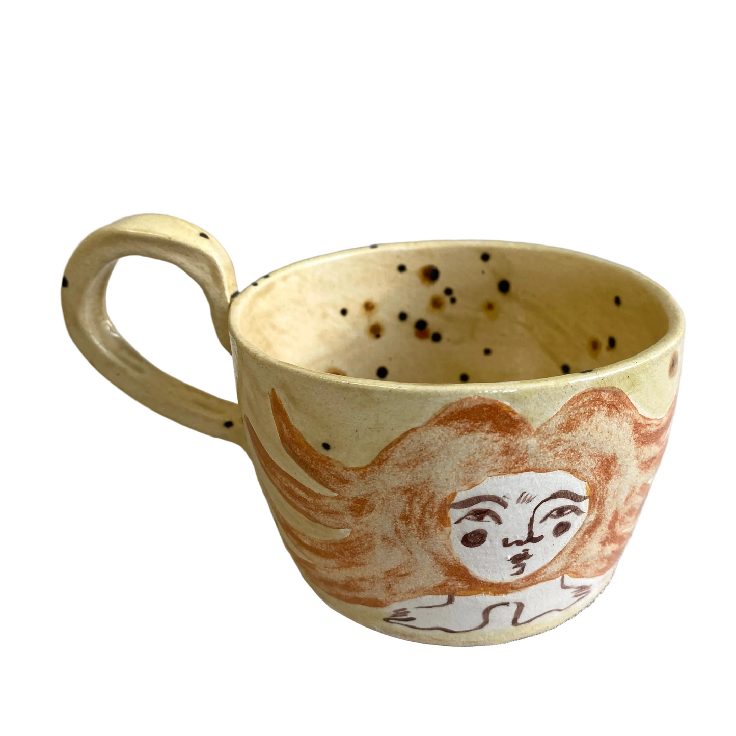 Angel in Terracotta and Spotted Cream - Large Coffee Cup