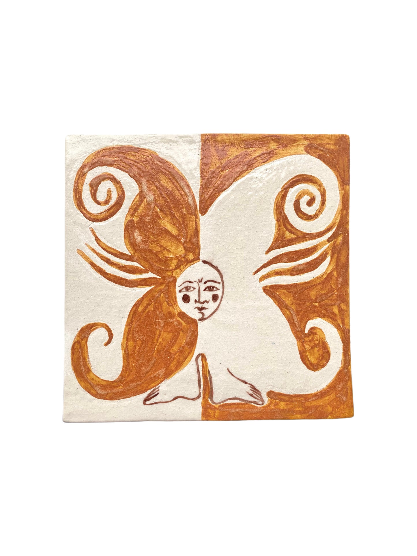Angel in Terracotta and White - Ceramic Tile