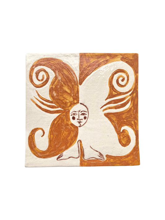 Angel in Terracotta and White - Ceramic Tile