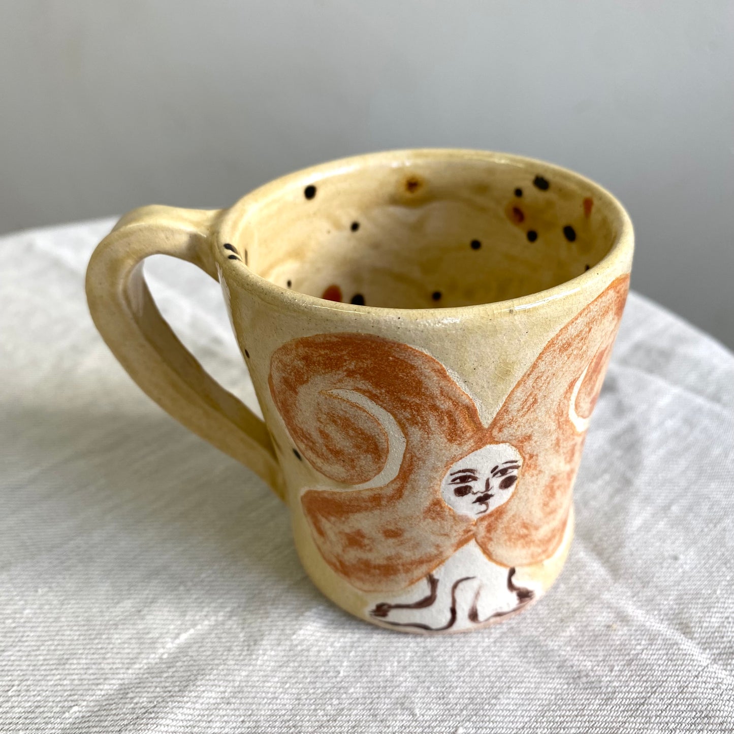 Angel in Terracotta and Spotted Cream - Medium Coffee Cup