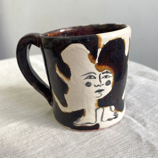 Angel in Dark Shimmering Purple and  White - Medium Coffee Cup