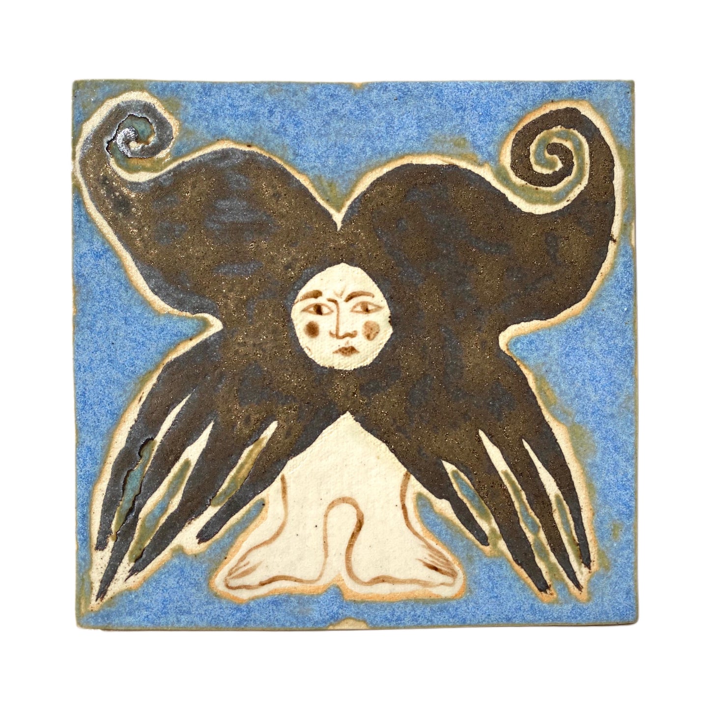 Angel in Gold & Bright Blue - Ceramic Tile