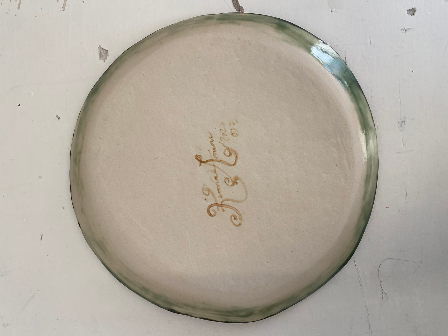 Leaf Plate in Green and Metallic Brown