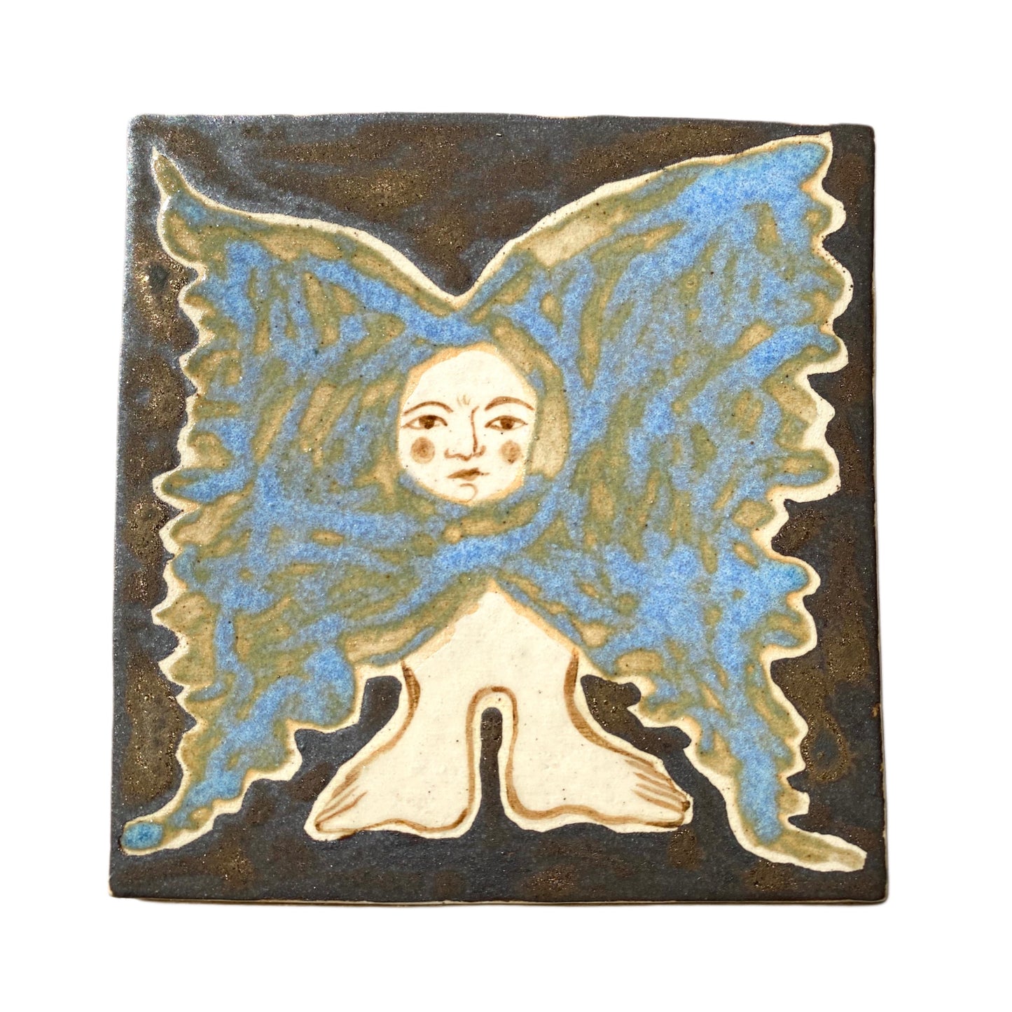 Angel in Bright Blue & Gold - Ceramic Tile