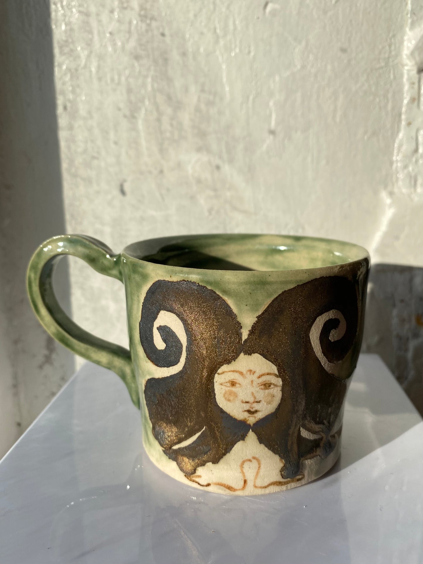Angel in Green and Gold- Large Coffee Cup