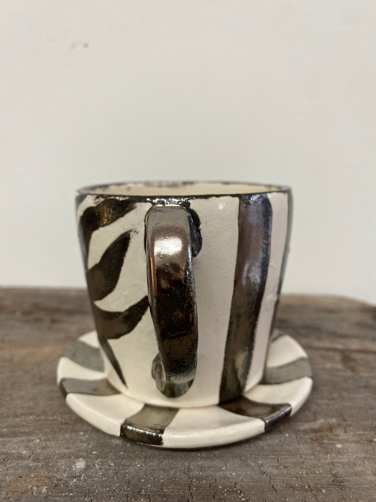 Angel in Chrome and White - Medium Coffee Cup & Saucer