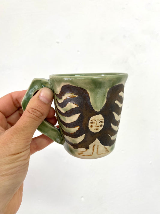 Angel in Gold and Green - Large Coffee Cup