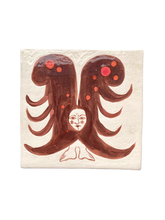 Angel in Mahogany Red and White - Ceramic Tile