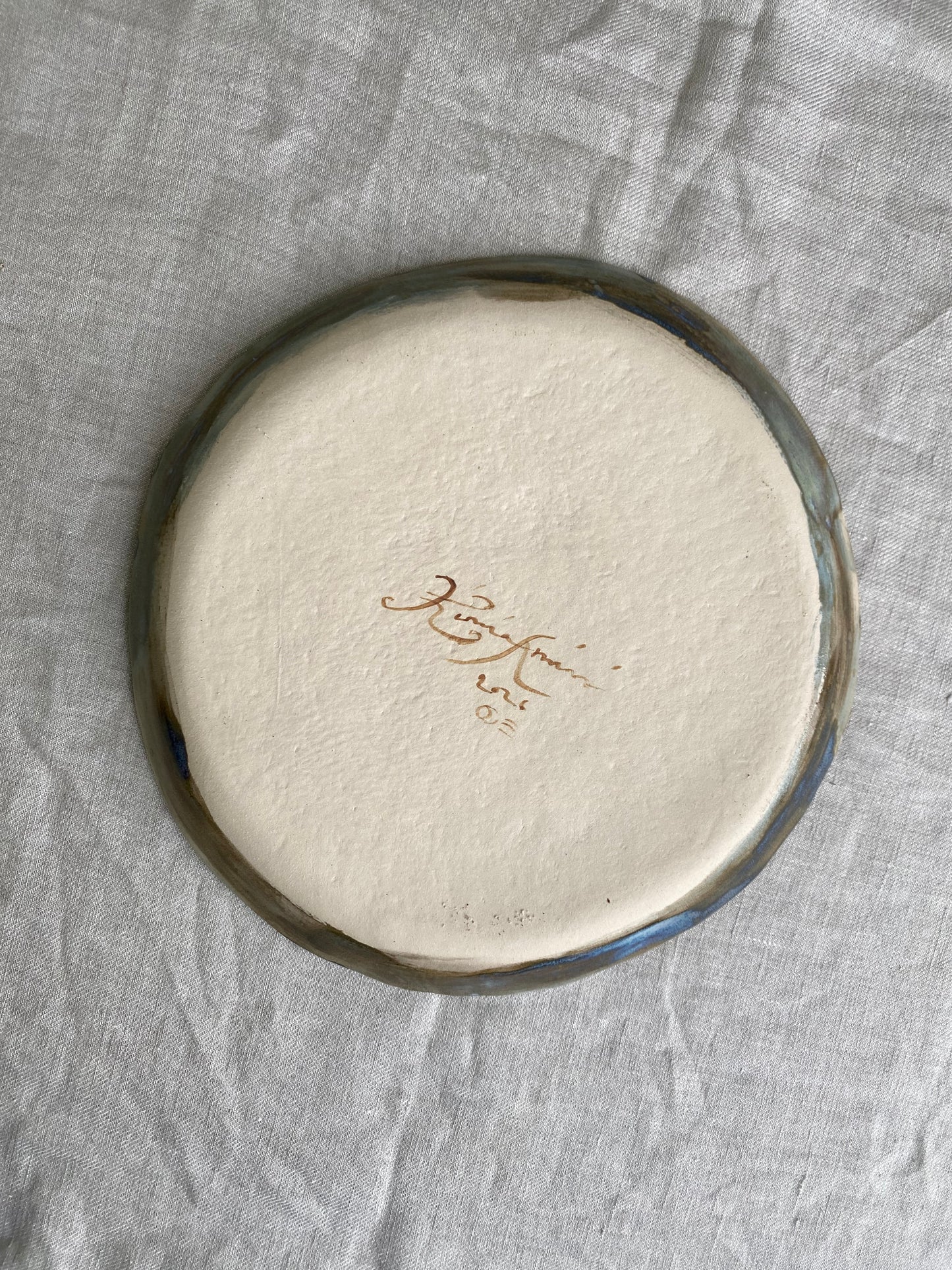Angel Plate in Soft Blue and Black Shadow