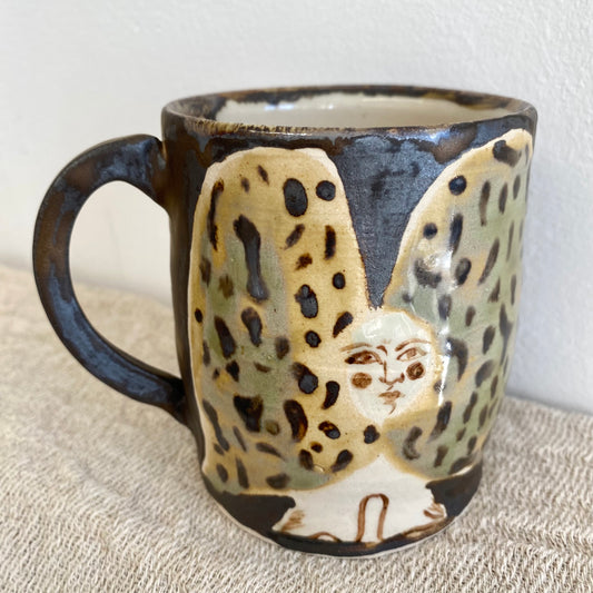 Angel in Jade Green and Metallic Brown - Large Mug