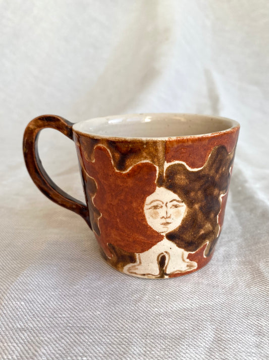 Angel in Rust Red and Brown- Medium Coffee Cup
