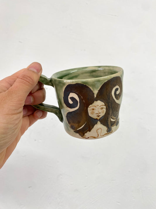 Angel in Green and Gold- Large Coffee Cup