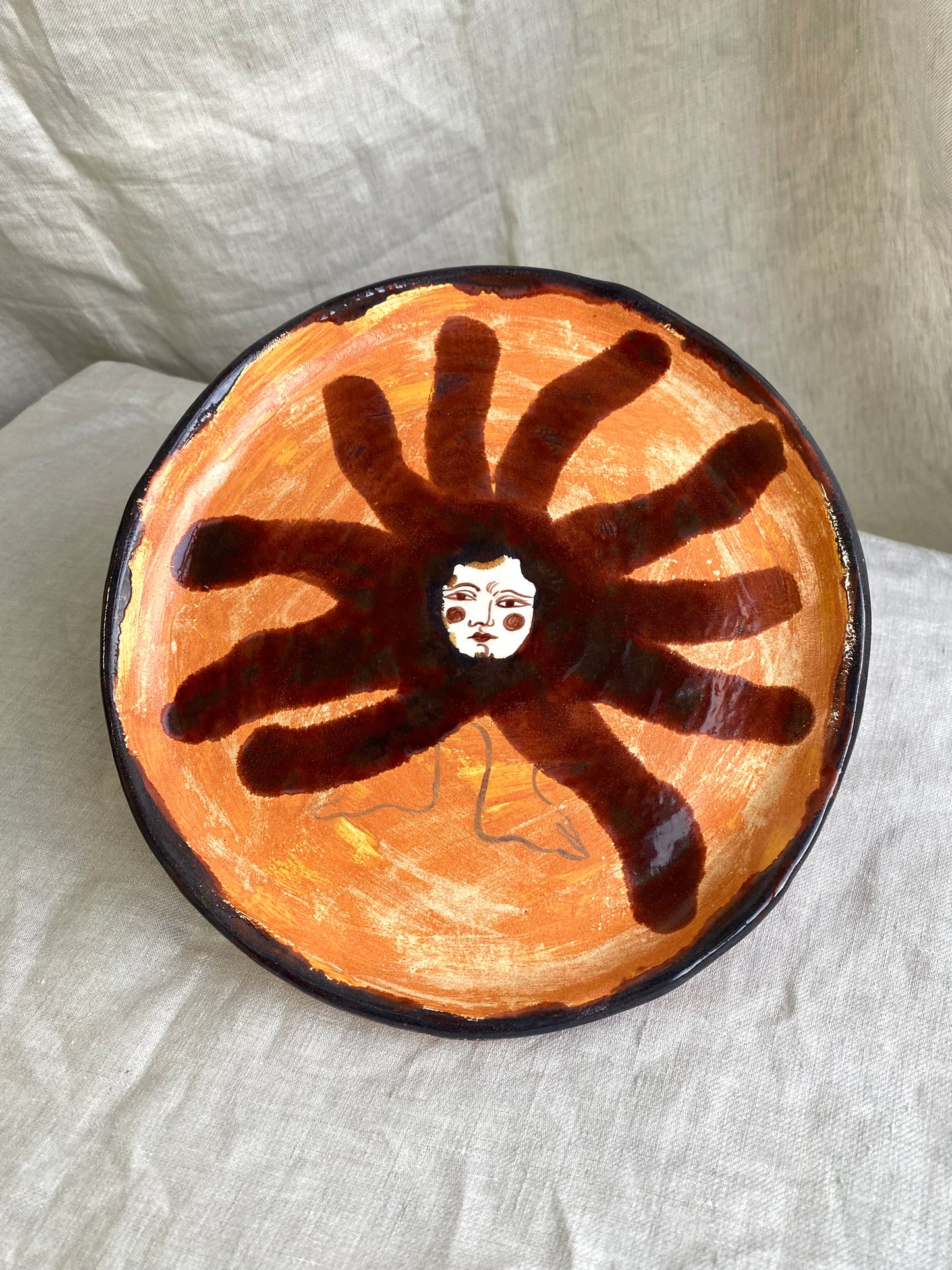 Flower Plate - Terracotta and Burgundy