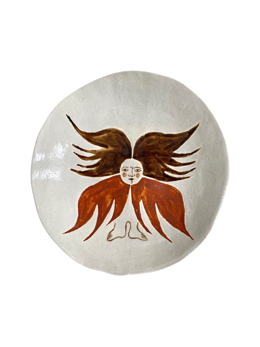 Angel Plate - Red and Brown