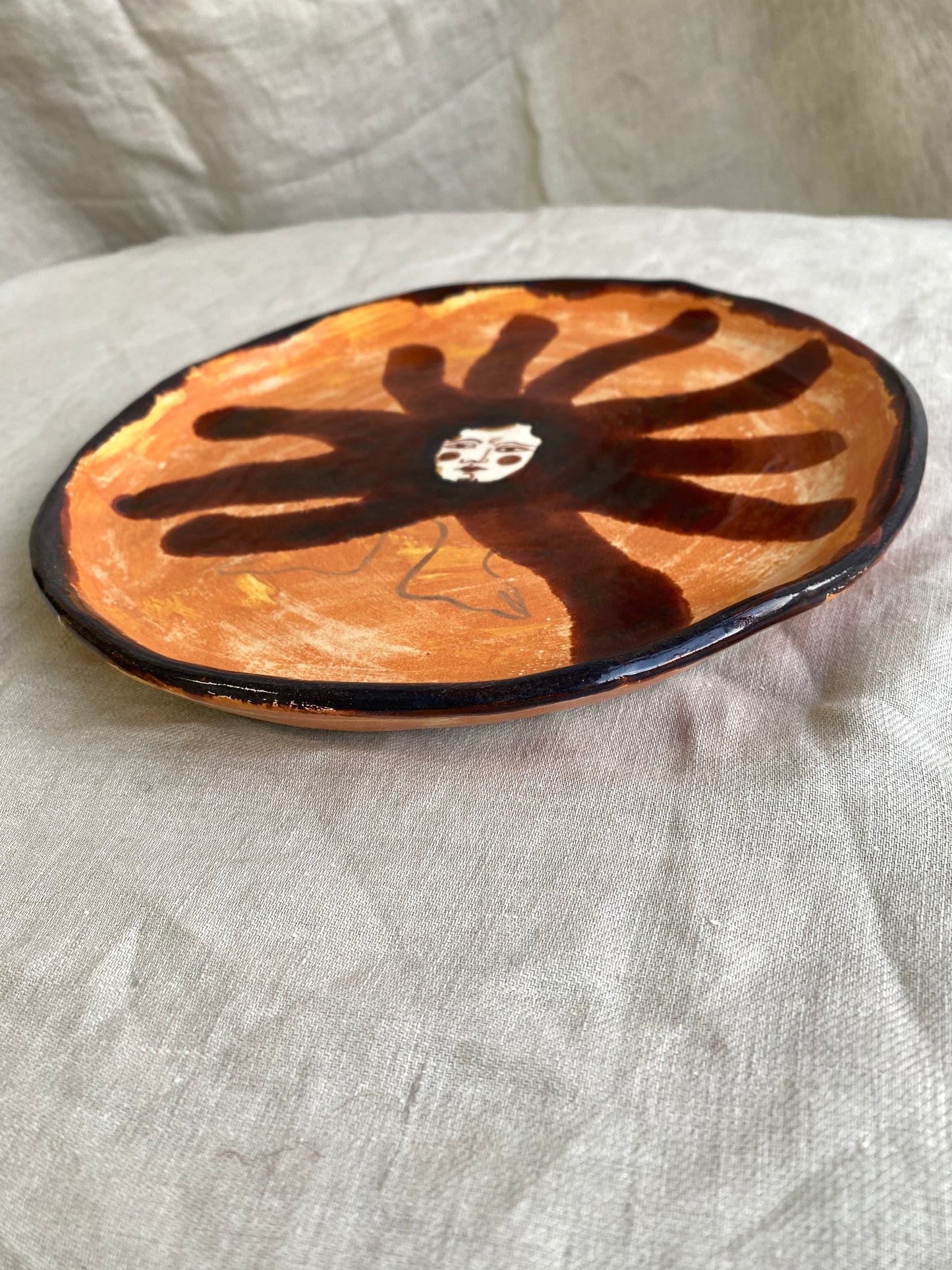 Flower Plate - Terracotta and Burgundy