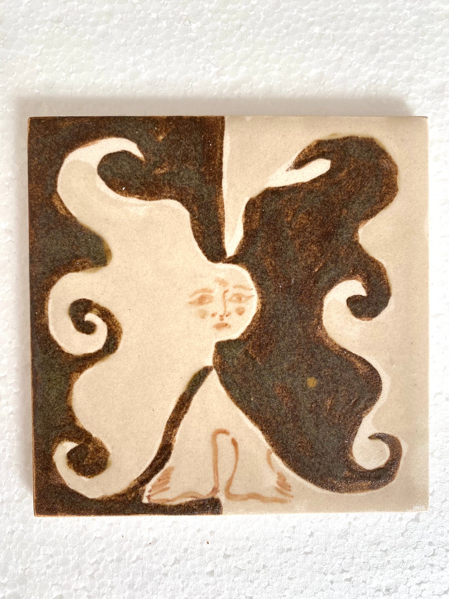 Angel in Brown and White - Ceramic Tile