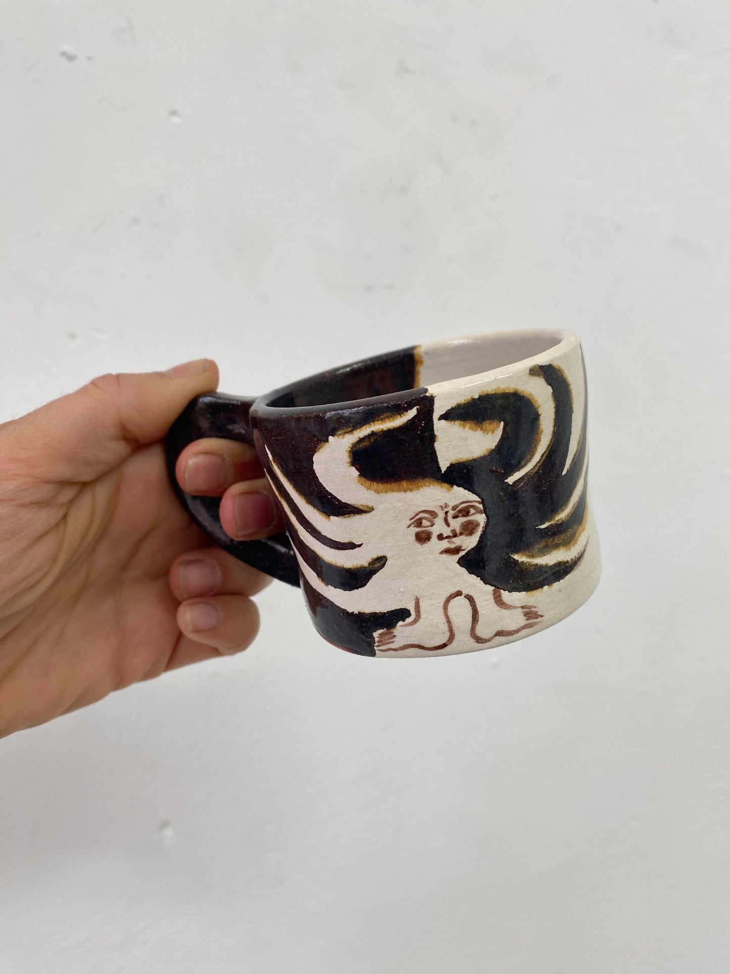 Angel in Dark Shimmering Purple and  White - Small Coffee Cup & Saucer