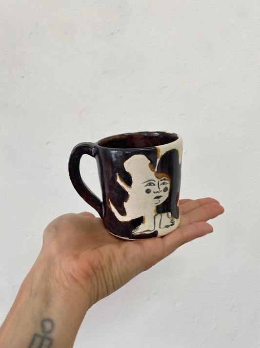 Angel in Dark Shimmering Purple and  White - Medium Coffee Cup & Saucer