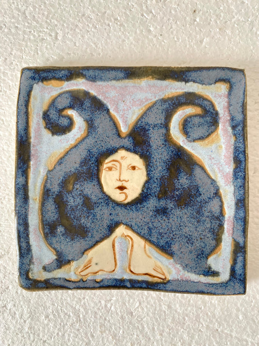 Angel in Black Shadow & Bright Blue - Ceramic Tile