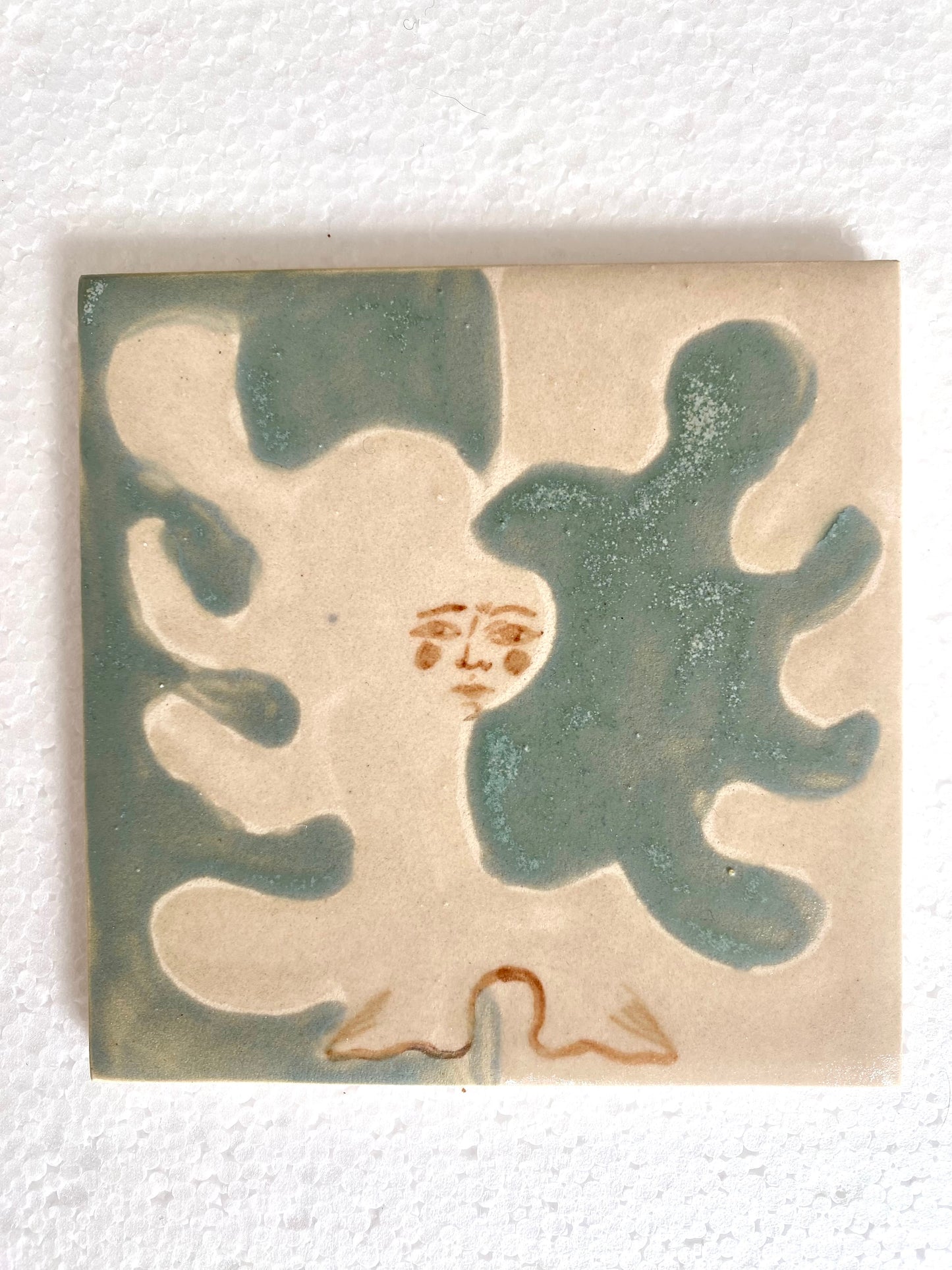 Angel in Crystalline Soft Blue and White - Ceramic Tile