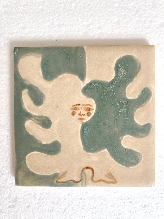 Angel in Crystalline Soft Blue and White - Ceramic Tile