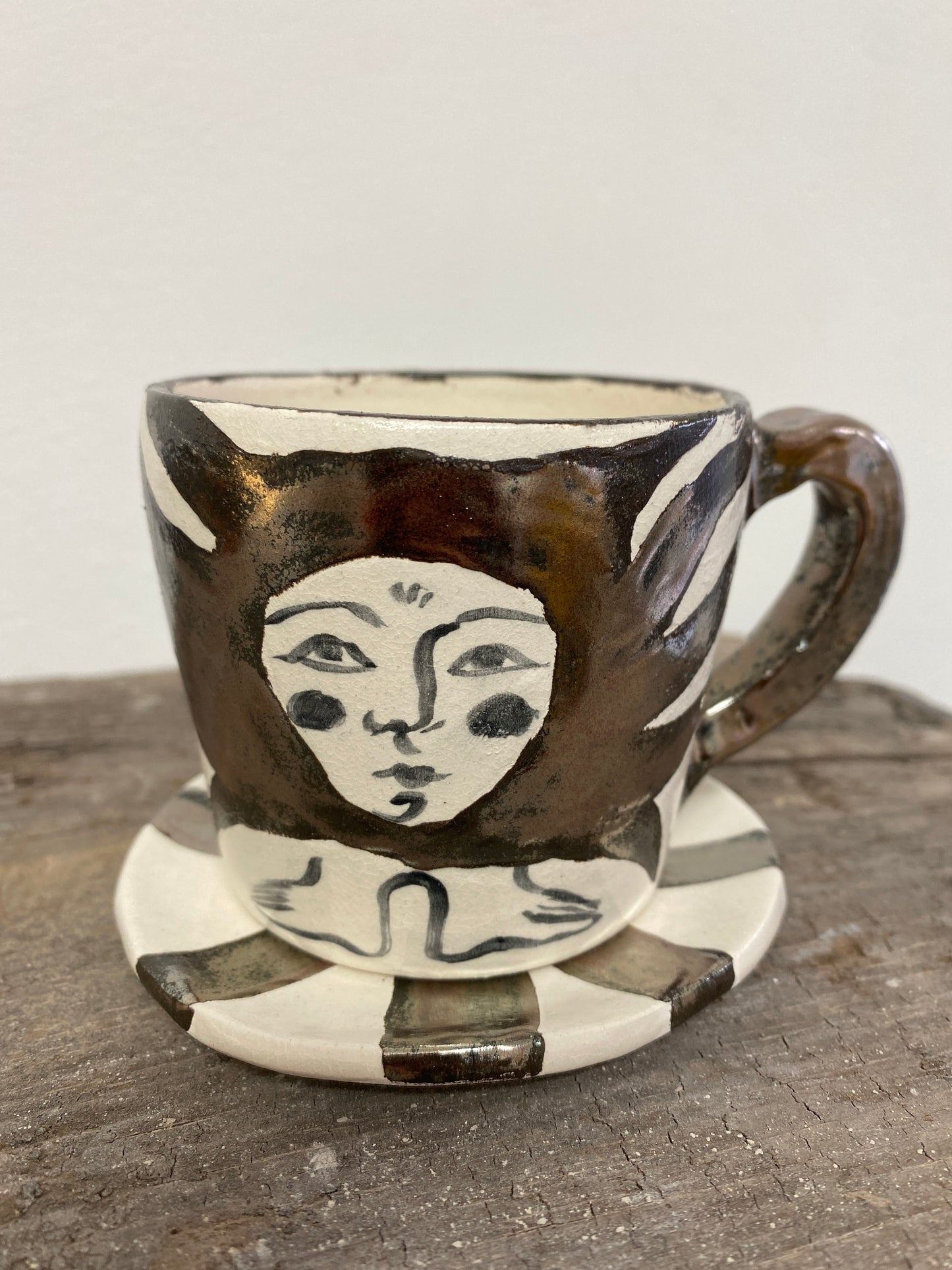 Angel in Chrome and White - Medium Coffee Cup & Saucer