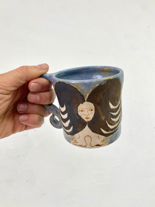 Angel in Bright Blue and Gold- Large Coffee Cup