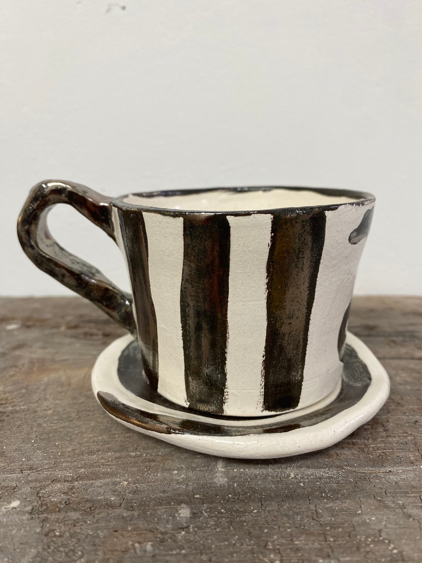 Angel in Chrome and White - Medium Coffee Cup & Saucer