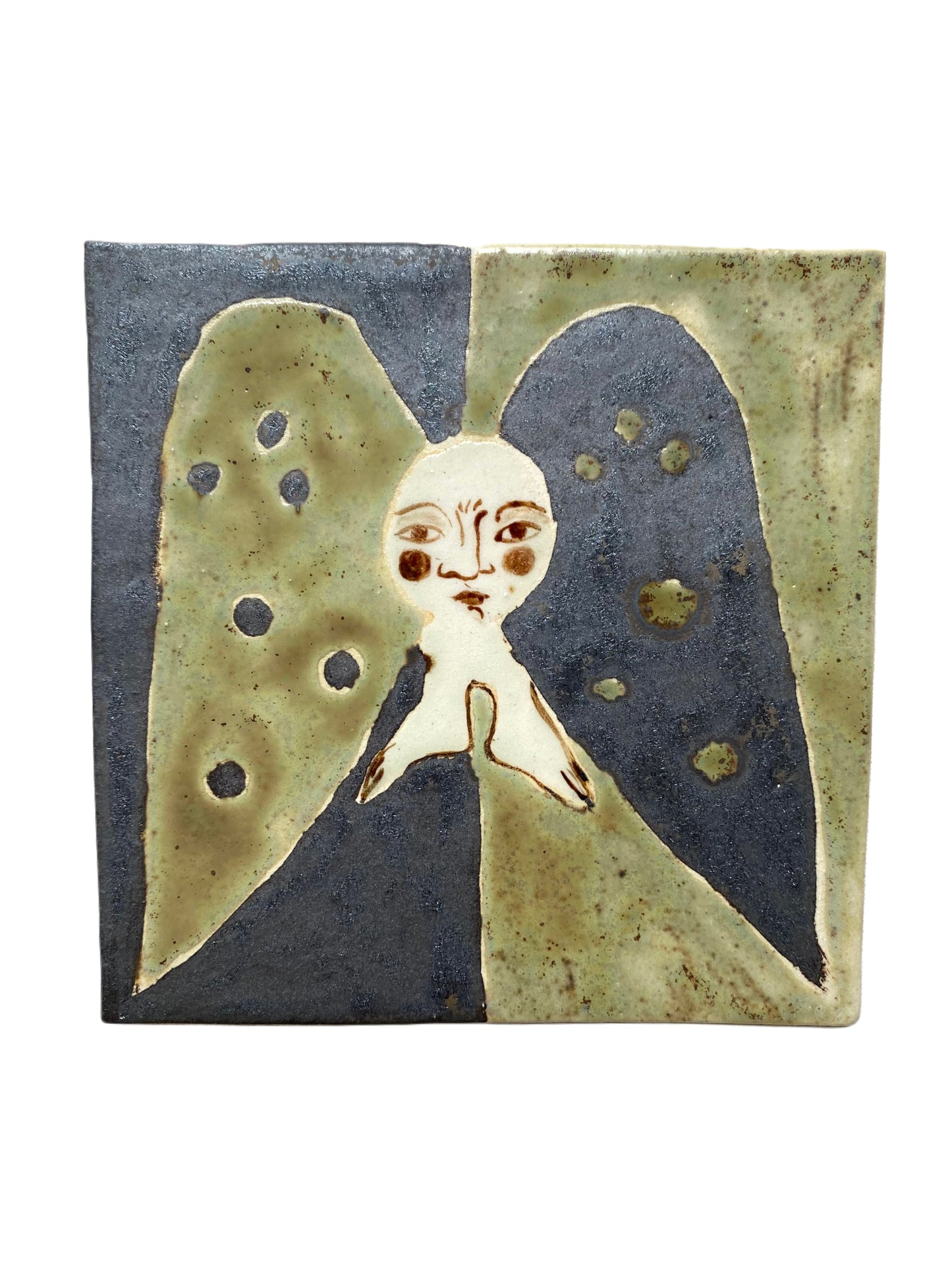 Angel in Green and Antique Copper - Ceramic Tile