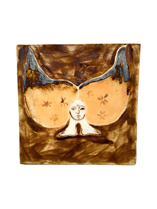 Angel in Orange and Brown - Ceramic Tile